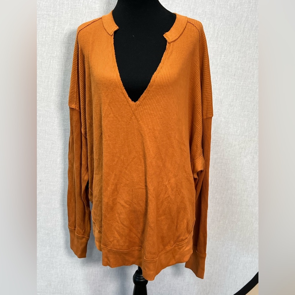 NWT Free People‎ Glazed Ginger Waffle Knit Sweater- Large